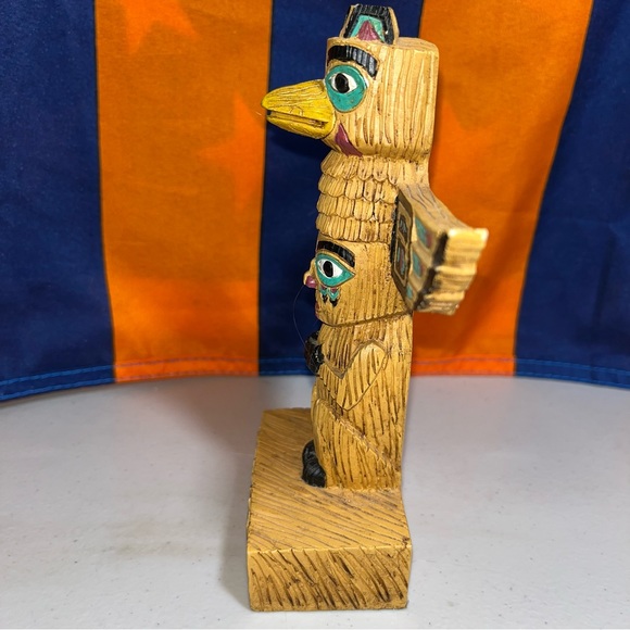 Saxman Alaska Style Totem Pole Vintage Style Made Hand Painted Alaskan Native - Picture 3 of 7